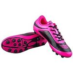 Vizari Infinity FG Soccer Cleats | Firm Ground Soccer Cleats for Outdoor Surfaces and Fields | Lightweight and Easy to wear Youth Soccer Cleats| Pink/Black | Little Kid