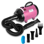 NESTROAD Dog Dryer High Velocity Dog Hair Dryer,4.3HP/3200W Dog Blower Grooming Force Dryer with Stepless Adjustable Speed,Professional Pet Hair Drying with 4 Different Nozzles for Dogs Pets,Pink