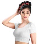 Abhi Women's Cotton Half Sleeve Blouse (jmd1620_P_White_40)