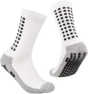 Men's Non Slip Soccer Grip Socks Cotton Cushioned Football Basketball Sports Socks With Grippers Size 6-11,3 Pairs