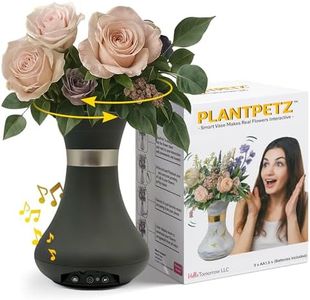 Plant Petz Animated Vase with Bluetooth Speaker - 8.5” Tall |Interactive Smart Flower Vase | Responds to Voice, Touch & Motion | Records Custom Messages | 2 inch Opening, Charcoal
