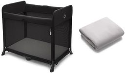 Bugaboo Stardust Playard - Portable Indoor and Outdoor - Foldable On The Go Play Yard - 1 Second Unfold - Black with Fitted Sheet