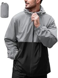 ZITY Men's Rain Jacket Waterproof with Hood Lightweight Raincoat for Golf Hiking Camping Cycling Grey/Black XL