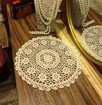 Janef Beige Handmade Crochet Cotton Table mats Lace Doilies Doily Round Lace Placemats 13 Inches 2pc