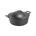 Lodge P10D3 Logic Pre-Seasoned Cast Iron 4-Quart Dutch Oven with Iron Cover (Black)