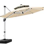 ABCCANOPY 3 M Cantilever Parasol Double Top Round Patio Umbrella Outdoor Offset Umbrella with 360° Rotation,Beige