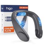 HIGO Neck Fan with Cooling Plate, Neck Air Conditioner, 3 Speeds Portable Neck Fan Rechargeable, Cooling Neck Fan for Women and Men