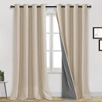 DWCN 100% Blackout Curtains 108 Inch Long Extra Long 2 Panels for Living Room Drapes Thermal Insulated Noise Reducing Curtain with Black Liner for Bedroom (Beige,52" W x 108" L)