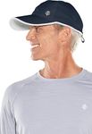Coolibar UPF 50+ Men's Women's Lenny Sports Cap - Sun Protective (Large/X-Large- White/Navy)