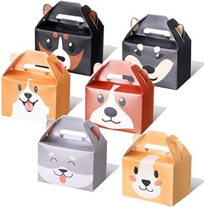 Fainne 24 Pcs Puppy Treat Boxes Dog Print Candy Party Favor for Kids Birthday Foldable Goodie for Wedding Baby Shower Decoration Supplies, Multicolor