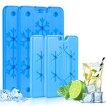 ilauke 4 Pack Ice Blocks for Cool Bags, Ice Packs for Cool Box 400ML & 200ML, Freezer Blocks for Lunch Box 25x14cm, Reusable Cool Packs for Outdoor Camping Picnic