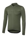 ARSUXEO Men's Cycling Jersey Long Sleeve Slim Fit Bike Jersey Biking Bicycle Cycling Shirt, Army Green, Large