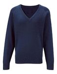 STREETWISE CLOTHING QUALITY CASUAL WEAR Girls V Neck Knitted School Jumper - Unisex Kids Boys Schoolwear Shirts Long Sleeve Jumper School Uniform - Age 13-14 Years, Navy