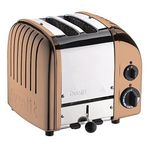 Dualit Classic 2 Slice Vario Toaster| Stainless Steel, Hand Built in the UK| Replaceable ProHeat Elements| Heat Two or Four Slots, Defrost Bread, Mechanical Timer| Replaceable parts|Copper, 27450