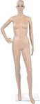 Female Mannequin, Full Body Dress Form with Tempered Glass Base and Calf Rod, Realistic Features, Detachable Limbs - Polyethylene Plastic, Light Flesh Tone