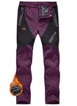 JHMORP Women's Cross Country Ski Snow Pants Waterproof Insulated Softshell Fleece Lined Winter Hiking Pants (Purple,CA S)