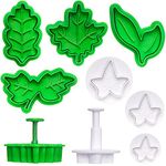 7 Pcs Tropical Leaf Icing Cookie Cutter Shapes Set Cake Mold Press for Cake Decorating Mini Plastic Fondant Icing Mould DIY Baking Tool