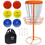 Disc Golf Basket Target 24-Chain Portable Disc Golf Goals with 6 Discs and Carry Bag