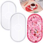 WILLBOND DIY Resin Tray Mold Oval Creative Jewelry Making Mould Plate Dish for Resin Epoxy Mould Silicone Resin Casting Mould for Office Home Decoration Supplies(2 Pieces)