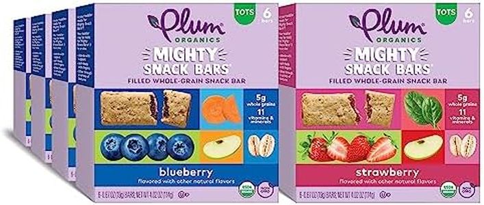 Plum Organics Mighty Snack Bars Variety Pack - Blueberry and Strawberry - 0.67 oz Bars (Pack of 48) - Organic Fruit and Vegetable Toddler Food Snack Bars