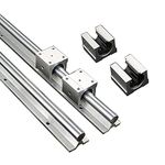 GUWANJI 2PCS Linear Rails SBR12 600mm Linear Guide Rails with 4PCS SBR12UU Slide Blocks, CNC Rail Kit, Linear Rails and Bearings Kit for Automated Machines and Equipments(SBR12-600)