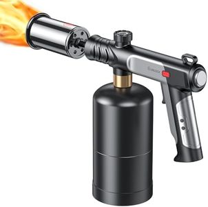 Propane Torch Gun, 30,000 Stable Ignition Kitchen Blow Torch with One-Touch Max Fire, Safety Lock & Adjustable Flame, Propane Torch Head for Searing Steak, Grill, BBQ, Charcoal Starter, Campfire