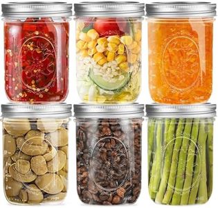 Wide Mouth Mason Jars 500 ml Capacity 6 Pack - Quart Size Jars with Airtight Lids and Bands for Canning, Fermenting, Pickling, or DIY Decors and Projects