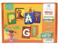 PepPlay Dough Art Kit For Kids | Diy Kit | Long Lasting Soft & Non-Toxic Clay | 32 Cards With 4 Colours - Alphabets Theme | Pre-School Learning | Birthday And Return Gift For Kids 3+,Multicolor