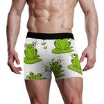 FANTAZIO Men's Boxer Brief Cute Frogs and Dragonflies Pattern Mens Underwear