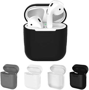 Eco-Fused Housses protectrices Compatible avec Apple AirPods - Ensemble de 4 (Noir, Blanc, Gris et Transparent) - en Silicone - Protègent l'étui de Vos AirPods Contre Les Rayures et Les Chocs