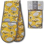 Cooksmart Double Oven Gloves Heat Resistant | British Designed Heat Resistant Oven Gloves | Modern Oven Mitt & Potholder for Home Cooking | Heat Protection Kitchen Oven Gloves - Retro Meadow