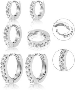 ALEXCRAFT Orecchini Cerchio Argento 925 in Oro 14K, Oro Orecchini Anallergici Donna, 3 Paia Orecchini Cerchio Piccoli con Confezione