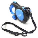 AMRALTRD 360° Tangle-Free Retractable Dog Lead for Up to 50 kg Dogs, Strong Heavy duty Nylon Extendable Leash One-Handed Brake, Pause, Lock (Small, Medium & Large, Blue/Black)