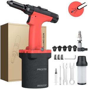 Proster Pneumatic Rivet Gun Air Hydraulic Riveter Tool with 5 Interchangeable Nosepieces 3/32" 1/8" 5/32" 3/16" 1/4", Self-Suction Design 360° Swivel Air Inlet for Automotive Marine DIY