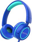 IMYB Kids Headphones, V1 Wired Headphones for Kids,Toddler Headphones for 1 2 3 Year Old, Girls Boys Children Headphones, 3.5mm Headphones for School Airplane IPad Tablet Earphones (Blue)