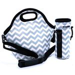 Case Wonder Neoprene Insulated Lunch Tote Reusable Washable Foldable Gourmet Lunch Bags Pouch Cooler with Detachable Adjustable Shoulder Strap for Kids Girls Women Work School (Gray Sets)