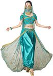 ORIDOOR Women's New Aladdin Jasmine Princess Belly dance Halloween Costume Set Belly Dance for Dress Up Party 5 Piece Outfit