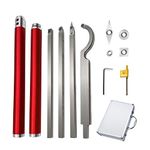 Wood Turning Tools,Carbide Wood Lathe Tools Carbide Tipped Lathe Rougher Finisher Swan Neck Hollowing Tools and Grip Handle with Diamond Round Square Carbide Inserts(6PCS Tools with Blade red)