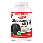 Nutridom Glucosamine Sulfate 500 mg with MSM 500 mg, 300 Tablets | Helps Support Joint Health & Mobility | Made in Canada