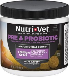 Nutri-Vet Pre and Probiotic Soft Chews for Dogs | Digestive Health Support | Tasty Alternative to Probiotic Powder | 120 Soft Chews