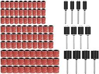 Chesoon 102 Pcs Sanding Drum Set Including 90 Pcs Drum Sander Sanding Sleeves and 12 Pcs Drum Mandrels for Dremel Rotary Tool