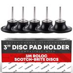 5 Pack of 3 inch Conditioning Disc Pad Holder Assembly by TruBuilt 1 Automotive - 1/4'' Shank - Speed-Lok TR Quick-Change Attachment - Compatible with 3M ROLOC Scotch-Brite Brand Discs