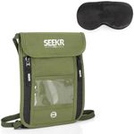 SEEKR TRAVEL Passport Holder Travel Wallet - Bonus Travel Eye Mask - RFID Blocking with Neck Strap - Store Cards, Phone, Cash, Tickets and Travel Accessories - Water Resistant - Unisex (Green)