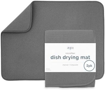 S&T INC. Dish Drying Mat for Kitchen, Absorbent, Reversible XL Microfiber Dish Mat, 18 Inch x 24 Inch, Charcoal Grey, 2 Pack