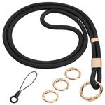 flintronic Neck Lanyard Strap for Keys, Nylon Round Cord Long Neck Straps with Adjustable Buckle, Soft Comfortable, Heavy Duty Lanyards for Keys, Badge, ID Card, Wallet (Black)