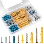 Scout, Drywall Anchors and Screws Assortment Kit 230PCS, 115 Plastic Wall Anchors and 115 Philips Flat Head Screws, 5 Sizes Galvanized Screws and Wall Plug Bolts with Organizer Box