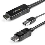 StarTech.com 3m HDMI to DisplayPort Adapter Cable with USB Power - 4K 30Hz Active HDMI 1.4 to DP 1.2 Converter (HD2DPMM3M)