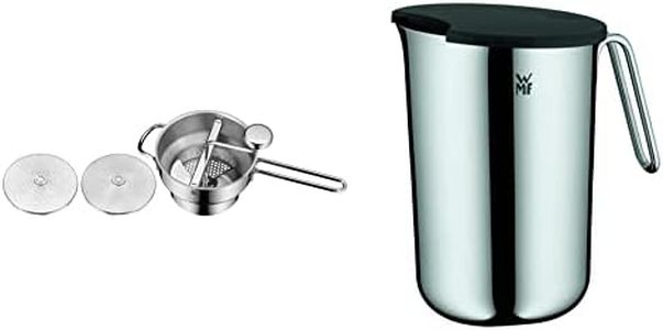 WMF Gourmet Passiermühle mit 3 Lochscheiben, 19 x 11,5 cm, zerlegbar & Function Bowls Rührschüssel 1,5l, mit Griff, Cromargan Edelstahl poliert, Innenskalierung, spülmaschinengeeignet