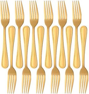 Buyer Star 12-Piece dinner forks, Gold Stainless Steel fork Set for Home Kitchen and Restaurant, Mirror Polished Cutlery Set