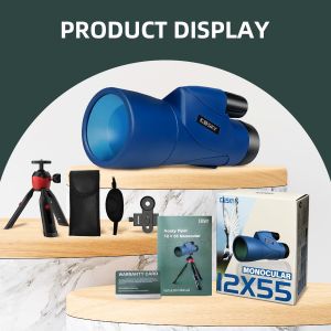 Gosky Piper 12x55 HD Monocular Telescope – BAK4 Prism, FMC Lens, Blue